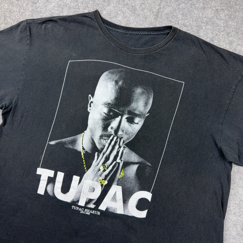 Tupac Shakur T Shirt Mens XL Black Double Sided Praying Memorial 71 Rap 2Pac